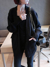 Loose Solid Split-Joint Knitting Sweater Cardigan